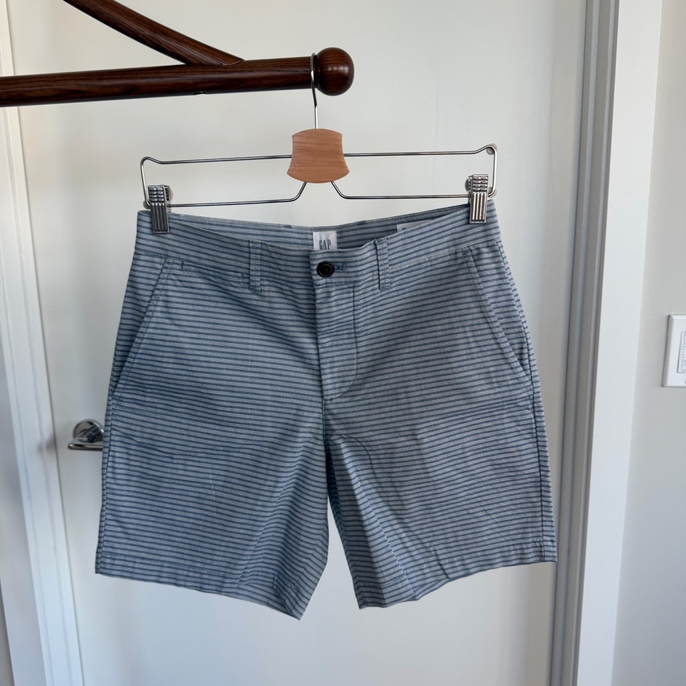 Men's Striped Gray Blue Shorts, 28 inch waist